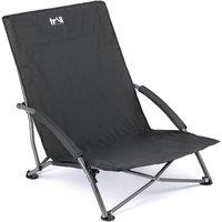 Trail Outdoor Leisure Lightweight Folding Low Beach Chair for Camping Garden Festival in Black