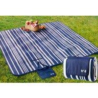 Trail Outdoor Leisure Fleece Picnic Rug Beach Camping Blanket Waterproof 2x2m or 3x2m in Navy | Size: Large