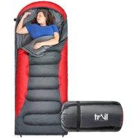 Trail Outdoor Leisure Trail XL Hooded Sleeping Bag Extra Wide 2-3 Season 230x100cm in Red | Size: 230x100 cm