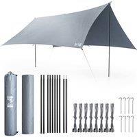 Trail Outdoor Leisure Poled Camping Tarp Hammock Rain Sun Shelter Waterproof UV 3x3m in Grey