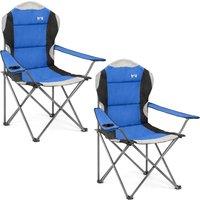 Trail Outdoor Leisure Trail Deluxe Padded High Back Camping Chair 2 Pack Garden Fishing in Blue