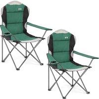 Trail Outdoor Leisure Trail Deluxe Padded High Back Camping Chair 2 Pack Garden Fishing in Green