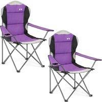 Trail Outdoor Leisure Trail Deluxe Padded High Back Camping Chair 2 Pack Garden Fishing in Purple
