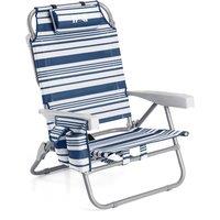 Trail Outdoor Leisure Trail Low Reclining Beach Chair Camping Recliner Carry Straps in Navy