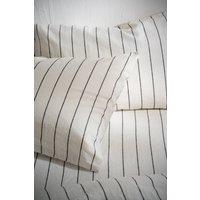 Soak&Sleep White/Blackberry Pinstripe Linen/Cotton Housewife Pillowcase Pair in White