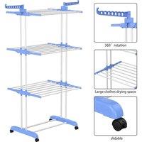 MANTRARAJ Foldable Extra Large 4 Tier Bedroom Outdoor Clothes Airer Laundry Rack in Blue