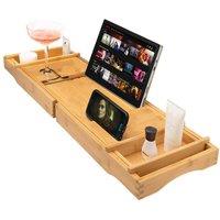 simpa Bamboo Bathtub Multifunction Extendable Caddy Tray in Beige
