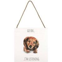 Louise Nisbet Wooden Dachshund Plaque in Off-White