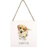 Louise Nisbet Wooden Golden Retriever Plaque in Off-White