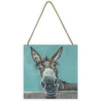 Louise Brown Well Hello There Wooden Plaque in Mid Blue