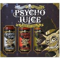 Psycho Juice Hot Chilli Sauces Gift Box Set of 3 x 148ml - Extreme Ghost Pepper, 70% Ghost Pepper, Mustard in Brown | Size: 3 Pack