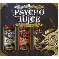 Psycho Juice Hot Chilli Sauces Gift Box Set of 3 x 148ml - Extreme Ghost Pepper, 70% Ghost Pepper, Roasted Garlic in Brown | Size: 3 Pack