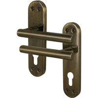 AFIT T-Bar Antique Brass Euro Internal Lock Backplate Handles x1 Pair in Bronze | Size: 150mm x 150mm