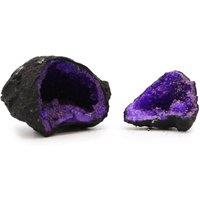 KDMD Colored Calcite Geode Black Rock & Purple Crystal Display Piece