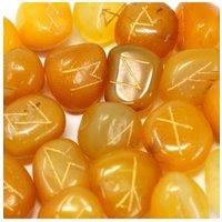 KDMD Yellow Onyx Rune Stone Set in Pouch Mystical Divination & Tarot