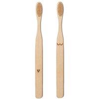 Kikkerland Set of 2 Bamboo Wooden Toothbrush - Nude