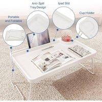 Kelvenix Folding Bed Tray Table Serving Breakfast Lap Desk in White | Size: 0.6m2