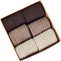 Norfolk Socks 6 Pairs Bamboo & Cotton N-Twist Everyday Socks - Bentley Gift Box in Brown | Size: 9-12