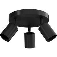 Emitto 3-Way Spotlight Ceiling Light Adjustable GU10 Modern Black Round Base