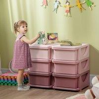 HOMCOM Kids 3 Tier Storage Unit Toy Storage Organiser Vertical Dresser Tower in Pink