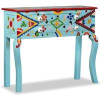 Berkfield Home Console Table Solid Mango Wood Blue Hand Painted in Black