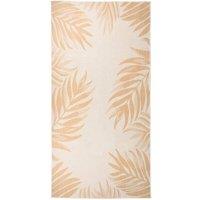 Berkfield Home Outdoor Flatweave Rug 100x200 cm Leaf Pattern in Yellow | Size: 100 cm diameter