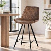STILVORA Bar Stools Set of 2 with steel frame brown