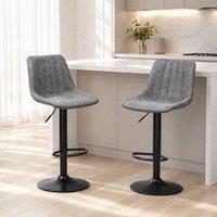 STILVORA Bar Stools Set of 2 with height adjustment grey