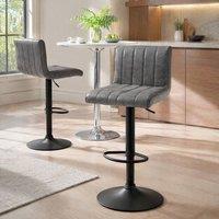 STILVORA Bar Stools Set of 2 with steel frame grey