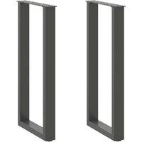 Berkfield Home Coffee Table Legs U-Shaped 2 pcs Anthracite 38x(72-73) cm Steel in Black