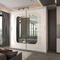 Sliding Wardrobes 4U Modern Double Door Sliding Wardrobe With LED Light W203cm x H217cm in White