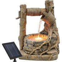 Gardenwize Solar Rustic Brick Well Water Feature with Battery Back Up in Light Brown