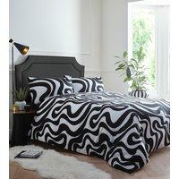 Portfolio Home Retro Waves Bedding Duvet Cover Quilt Set with Pillowcase in Black | Size: Super King