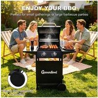 Groundlevel 2 Burner Family Gas BBQ Grill With Side Tables in Black