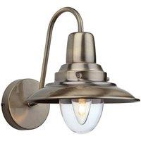 Netlighting Fisherman 1 Light Indoor Dome Wall Light Antique Brass Clear Glass E14 in Gold