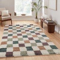 Desire Rugs Chester Living Room Shaggy Area Rug Modern - Contemporary Checkered Design | Size: 200 cm x 290 cm