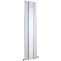 Balterley Lucia Square Vertical 2 Panel Radiator & Mirror 1800x354mm Satin White