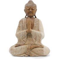 KDMD Buddha Statue Whitewash - 40cm Welcome in Brown