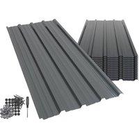 Harbour Housewares Corrugated Metal Roofing Sheets - 110 x 46cm - Pack of 14 in Black | Size: 110 x 46 cm