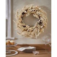 Dibor Giant Pampas Pre-Lit Festive Decor Front Door Christmas Wreath 55cm in White