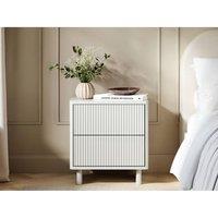 Solace+Co Velmor 2 Drawer Ribbed Bedside Table in White