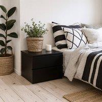 Wyld Haus Rome Matt Black Wall Mounted Bedside Table 2 Drawers