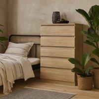 Wyld Haus Budapest Tall Chest of Drawers Natural Oak Effect 5 Drawers