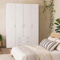 Wyld Haus Munich 4 Door Wardrobe with 3 Drawers & 3 Shelves White