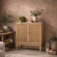 Wyld Haus Waterford Oak & Woven Rattan Small Sideboard 2 Doors in Natural