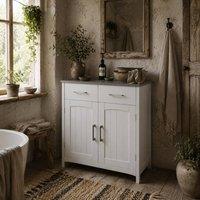 Wyld Haus Tova White Bathroom Storage Cabinet 2 Drawers Double Doors