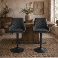 Wyld Haus Reta Set of 2 Black Faux Leather Retro Bar Stools