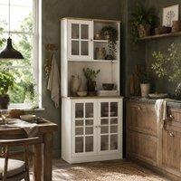 Wyld Haus Somire White & Oak Kitchen Storage Cabinet Glass Doors