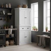 Wyld Haus Ellu White Kitchen Storage Cabinet Tall Cupboard Drawer & Shelves