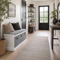 Wyld Haus Elfila White 3 Drawer Shoe Storage Bench with Grey Padded Seat